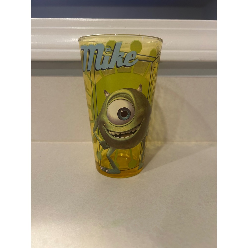 Disney Pixar Monsters Inc Mike Wazowski Yellow Glass Tumbler Silver Buffalo
